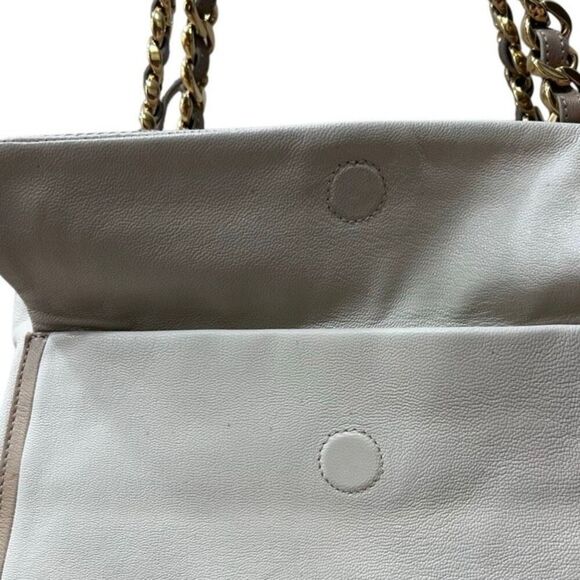 Marc Jacobs Olga Seventies Satchel Bag Women's Ivory Tan Leather Chain Strap - Picture 12 of 14